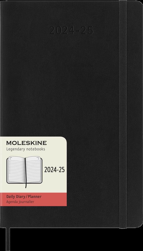 Kalenteri Moleskine 2024-2025 18kk Daily Large musta pehmeäk.